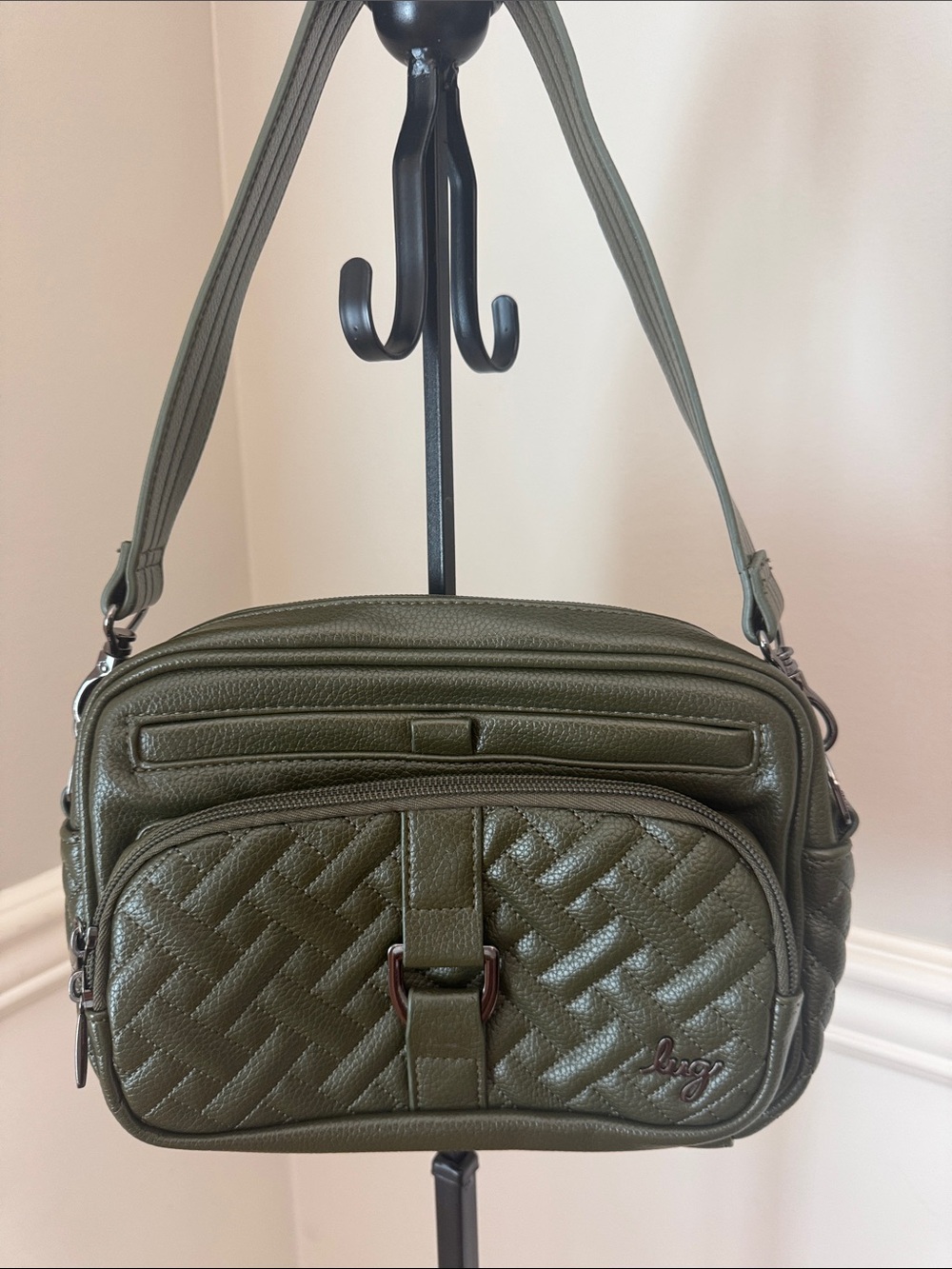 Rare LUG Olive Green Carousel in Classic Vegan Leather Crossbody/ Shoulder Bag